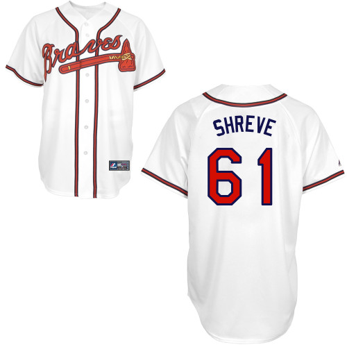Chasen Shreve #61 Youth Baseball Jersey-Atlanta Braves Authentic Home White Cool Base MLB Jersey